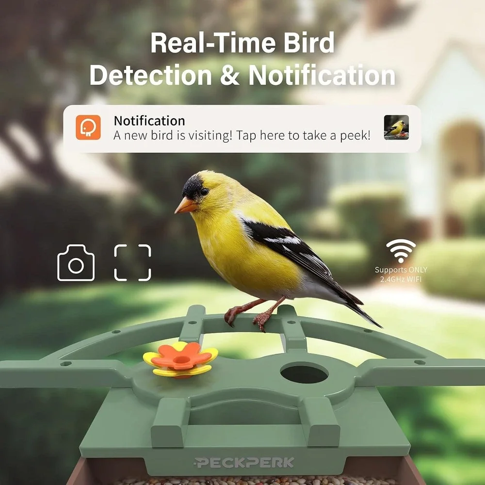 PeckPerk Smart Bird Feeder Solar Panel 2K UHD AI Identification